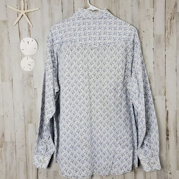 Detailed Button Down Shirt Blue White Size XL - Picture 2 of 12